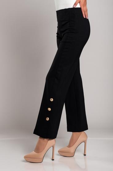 Elegantné nohavice na gombíky, čierne