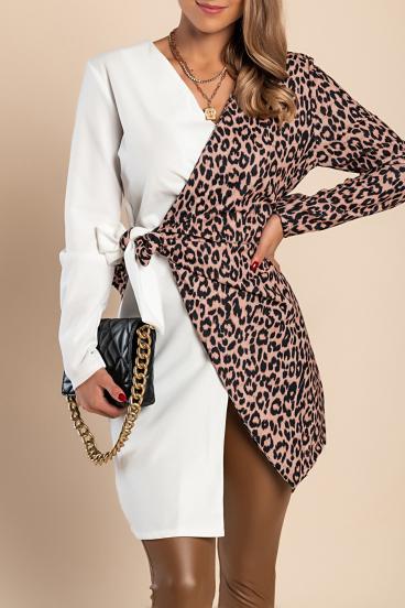 Elegantná tunika s leopardím vzorom Keely, biela