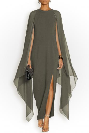 Elegantné dlhé šaty Ileana, olivové