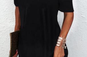 Elegantné minišaty s krátkym rukávom a otvorenými ramenami Cecina, čierne