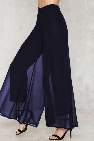 Elegantné dlhé nohavice Veronna, tmavo modré