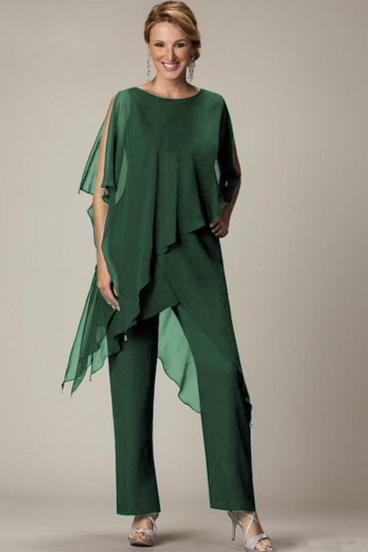 Súprava elegantnej priesvitnej tuniky a dlhých nohavíc Claudette, zelená