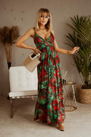 Elegantné maxi šaty s potlačou Levanza, červené