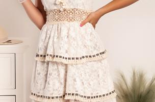 Čipkované letné midi šaty Figina, biele