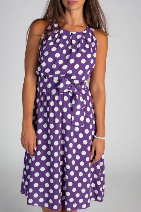 Midi šaty s bodkovanou potlačou Moulisha, fialové