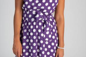 Midi šaty s bodkovanou potlačou Moulisha, fialové