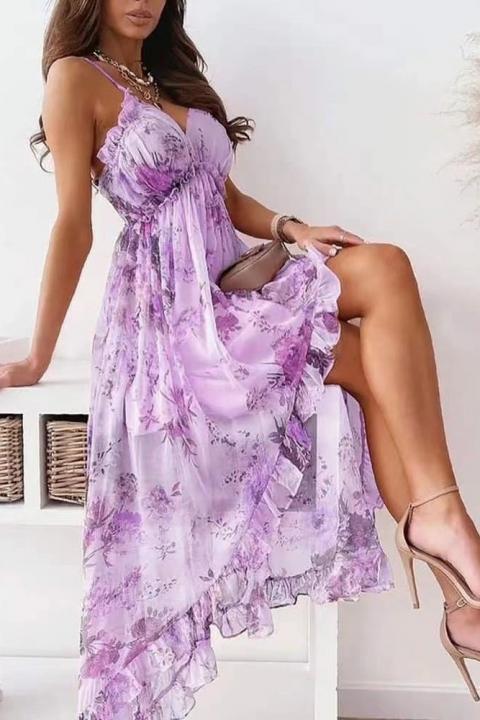 Elegantné maxi šaty s potlačou Noalla, fialové