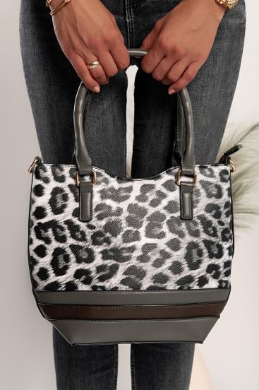 Malá kabelka s leopardím vzorom Galleca, šedá