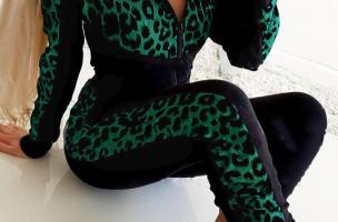Tepláková súprava s leopardím vzorom Segovia, zelená