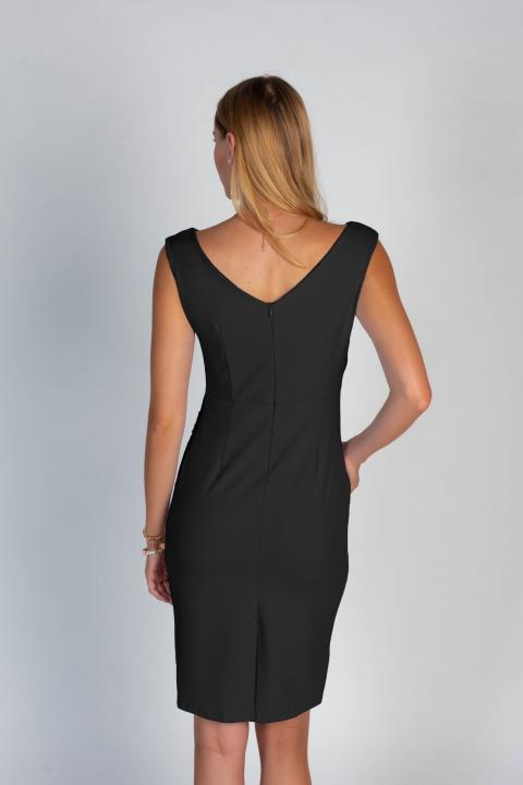 Elegantné mini šaty bez rukávov a sukne s naberaným detailom Montreal, čierna