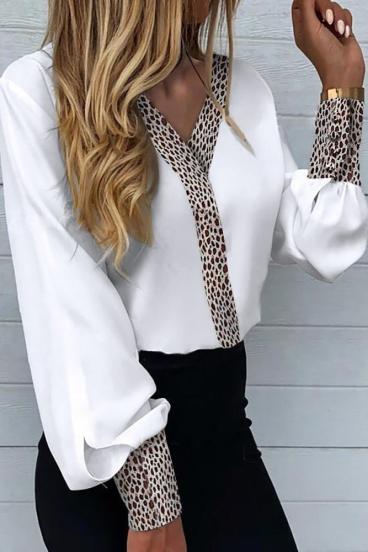 Elegantná blúzka s leopardím vzorom Polina, biela