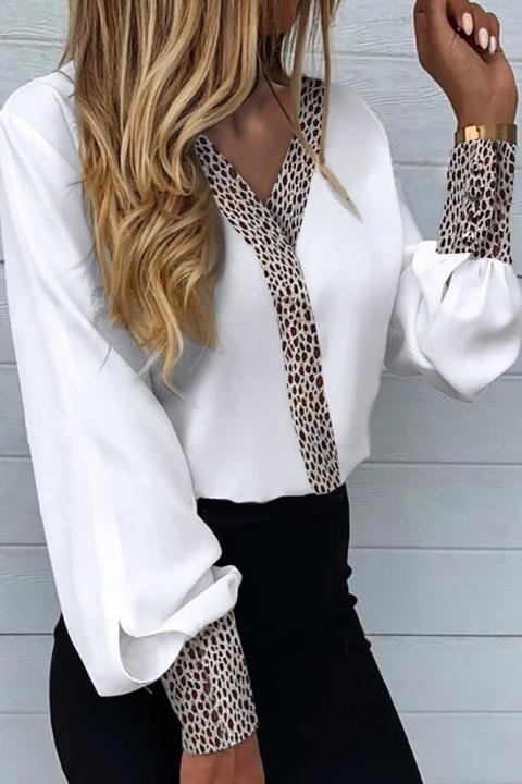 Elegantná blúzka s leopardím vzorom Polina, biela