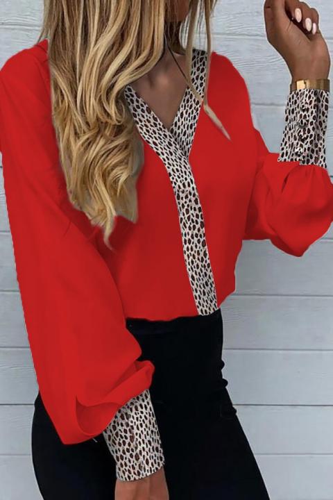 Elegantná blúzka s leopardím vzorom Polina, červená