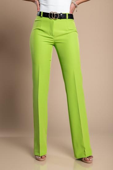 Elegantné rovné nohavice, zelené