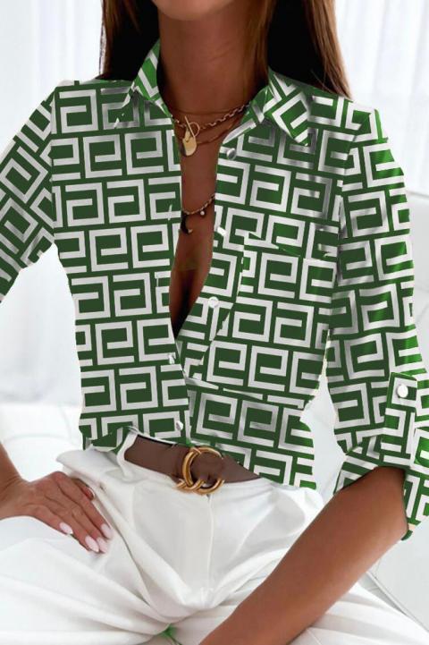 Elegantná košeľa s geometrickou potlačou značky Lavlenta, zelená