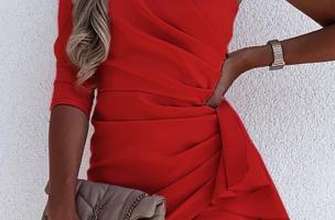 Elegantné mini šaty s volánom Ricaletta, červené