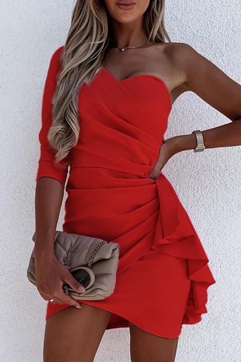 Elegantné mini šaty s volánom Ricaletta, červené