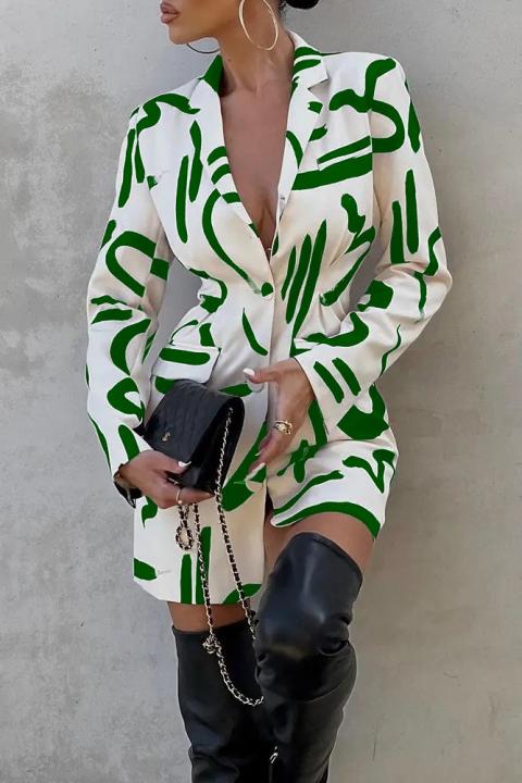 Elegantné mini šaty s potlačou, zelené