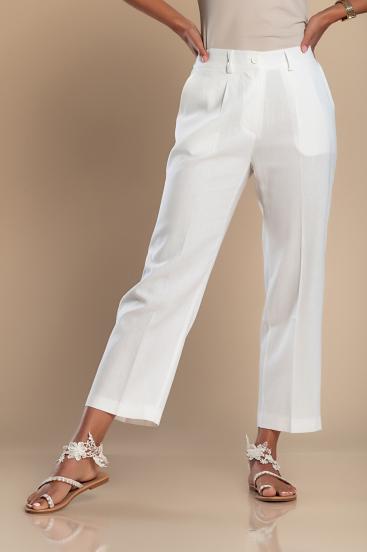 Elegantné ľanové nohavice, biele
