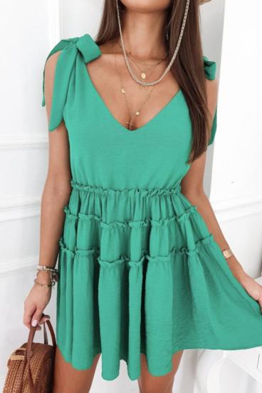 Mini šaty s volánikmi, zelené