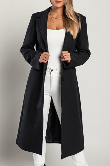 Elegantný dlhý kabát, čierny