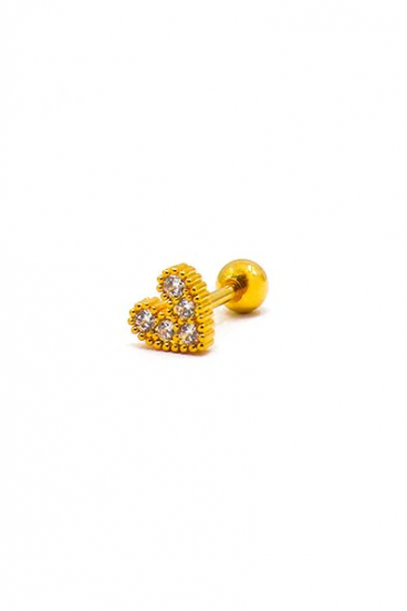 Mini elegantná náušnica v tvare srdca, ART1008, zlatá farba
