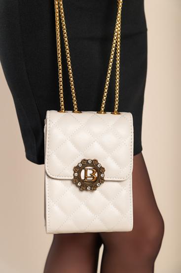 Elegantná malá taška s prešívaným detailom, biela