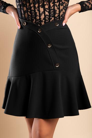 Mini sukňa s ozdobnými gombíkmi, čierna