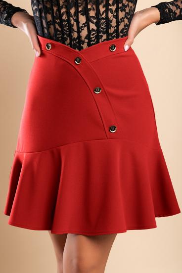 Mini sukňa s ozdobnými gombíkmi, červená