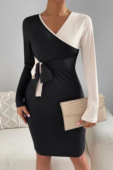 Elegantné šaty v dvojfarebnej kombinácii bielej a čiernej