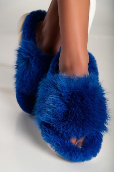 Papuče so syntetickou kožušinou, modré