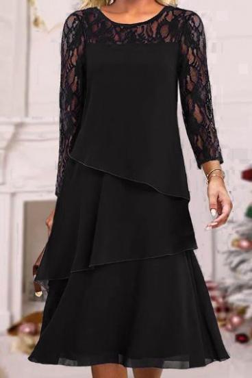 Elegantné šaty s čipkou, čierne