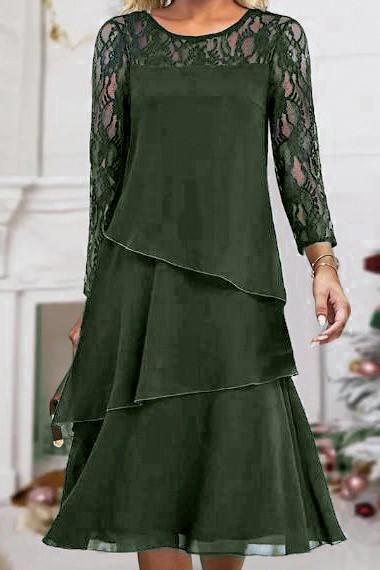 Elegantné šaty s čipkou, olivová
