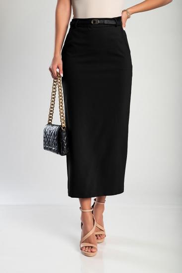 Elegantná midi sukňa, čierna