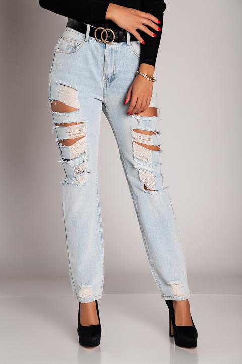 Rovné džínsy s veľkými rozparkami Venetina, svetlomodré