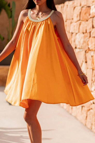 Voľné mini šaty, oranžové