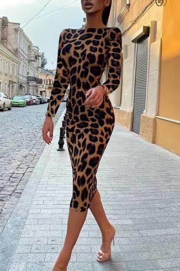 Bodycon Midi šaty s leopardím vzorom, Leopard