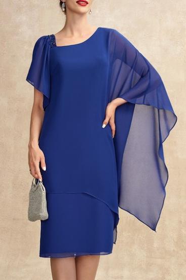 Elegantné midi šaty s flitrami, modrá