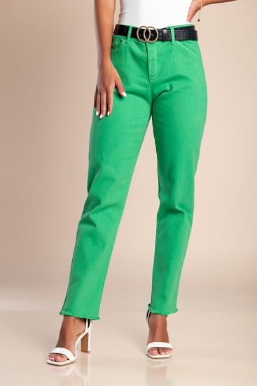 Bavlnené nohavice slim fit, zelené