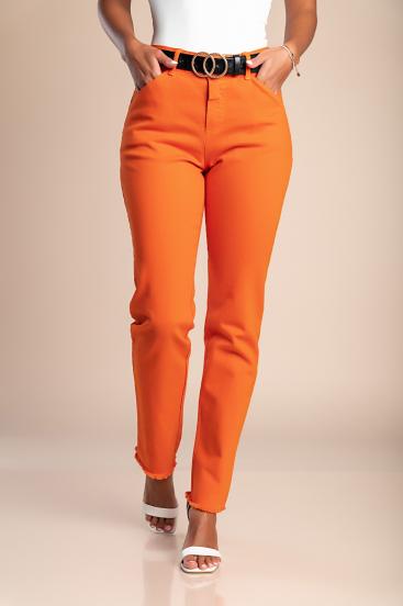 Úzke bavlnené nohavice, oranžové
