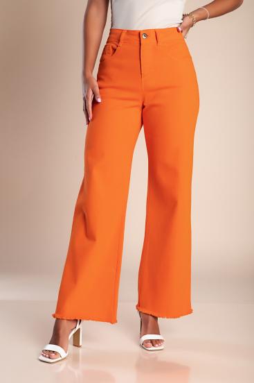Bavlnené široké nohavice, oranžové