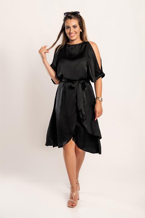 Elegantné midi šaty s výrezmi Thiena, čierne