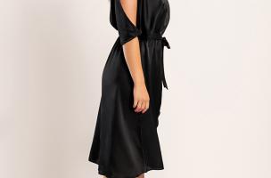 Elegantné midi šaty s výrezmi Thiena, čierne
