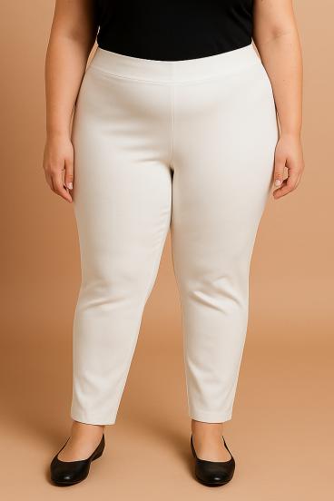 Elegantné nohavice plus size, krémové