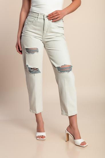 Džínsy plus size s rozparkmi, svetlosivé