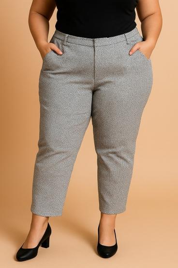 Bavlnené nohavice plus size s potlačou, biele a čierne