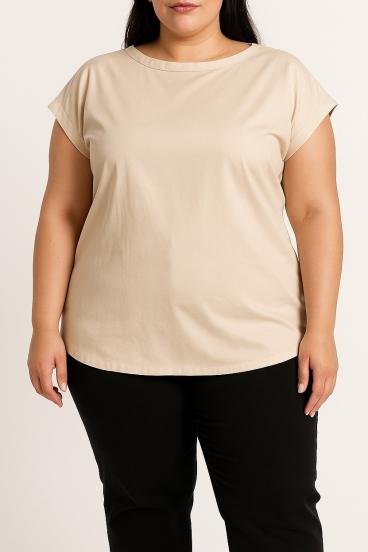 Blúzka veľkých veľkostí s gombíkmi, béžová