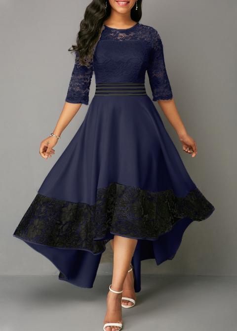 Elegantné šaty s čipkou Bianca, tmavo modré