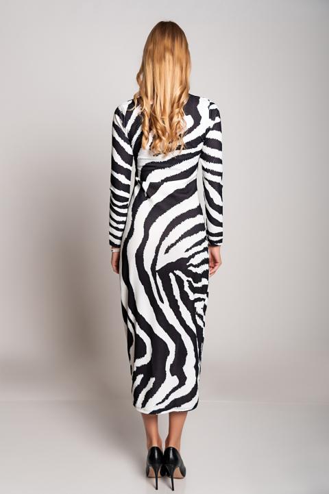 Elegantné šaty so vzorom zebra Cadiza, čiernobiele