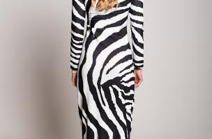Elegantné šaty so vzorom zebra Cadiza, čiernobiele